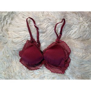 Aerie Small Padded Lace Burgundy Bralette / Bra